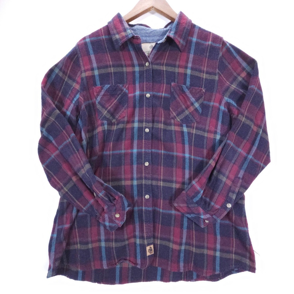 Legendary Whitetails Flannel Shirt Mens XXL Blue Plaid Heavyweight Workwear